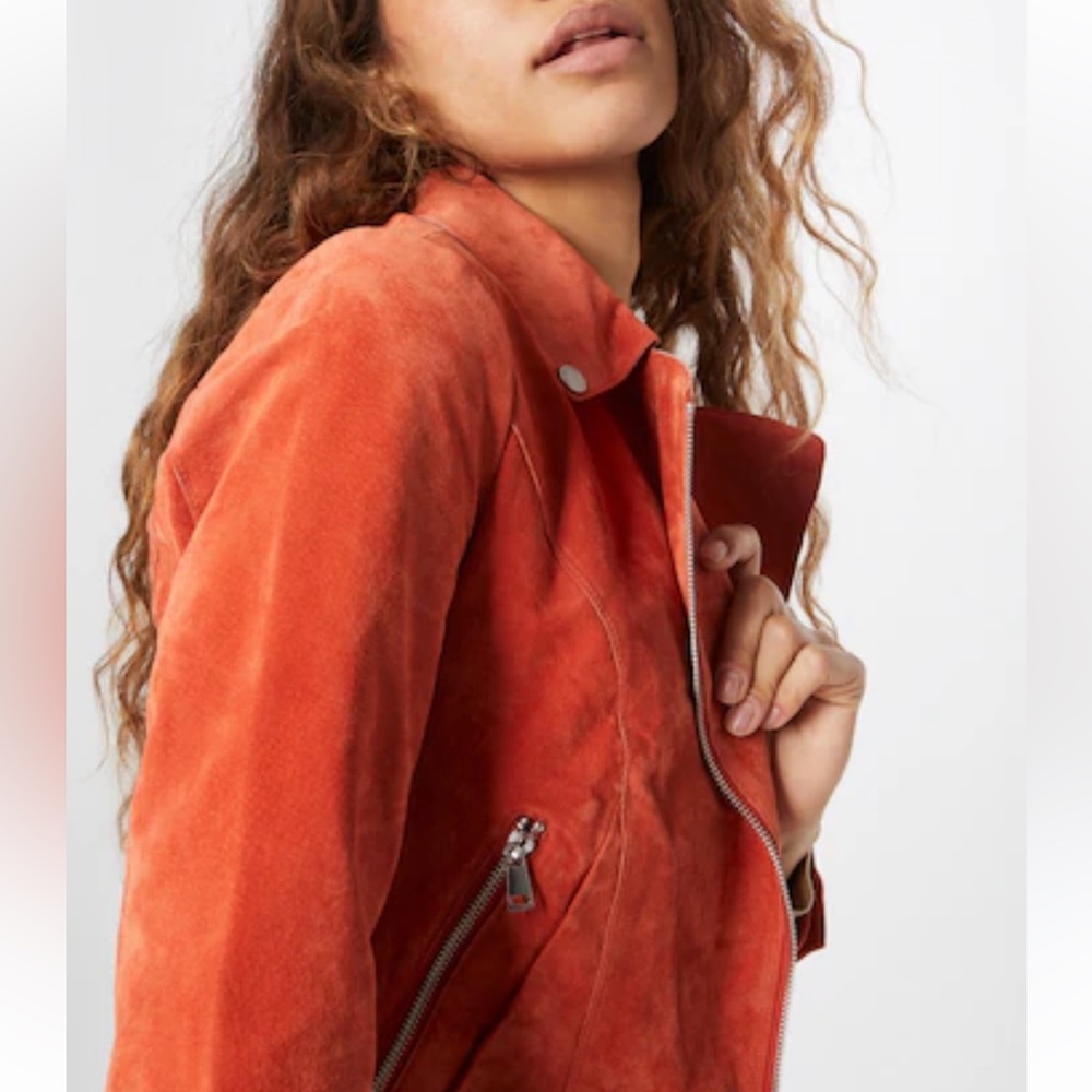Top Shop Burnt Orange Short Leather Jacket
